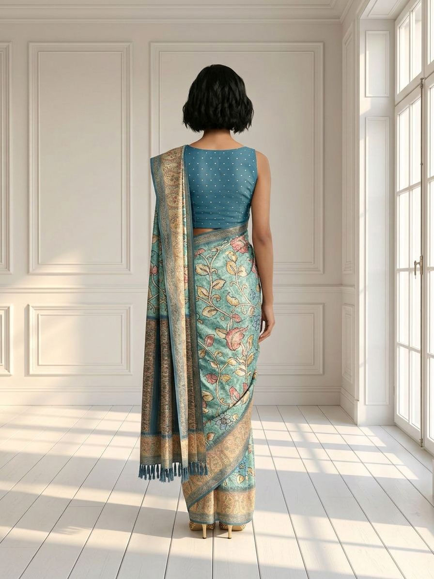 Blue Meadow Saree