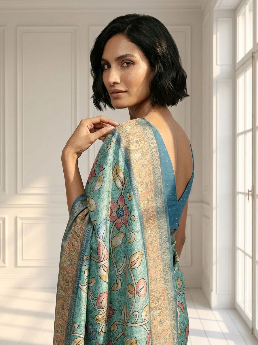 Blue Meadow Saree