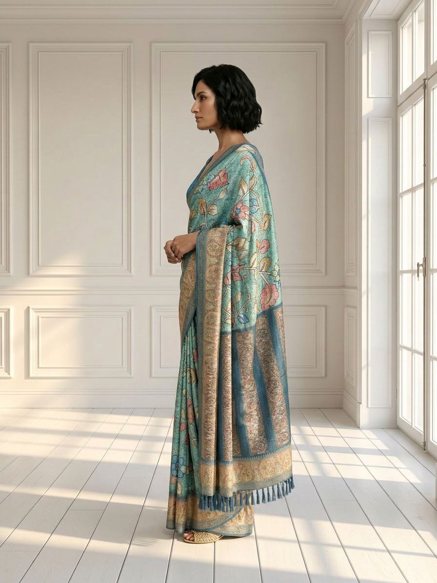 Blue Meadow Saree