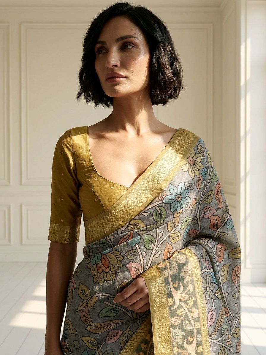 Yellow Vine Saree
