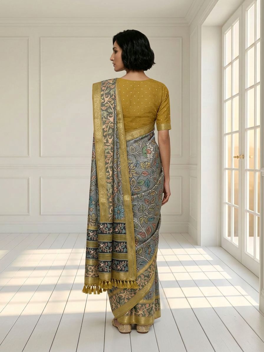 Yellow Vine Saree