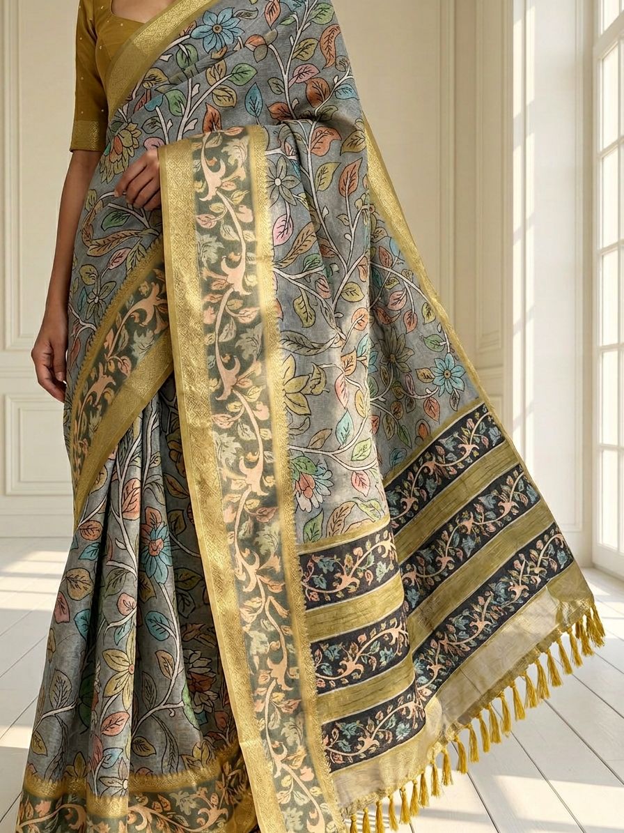 Yellow Vine Saree