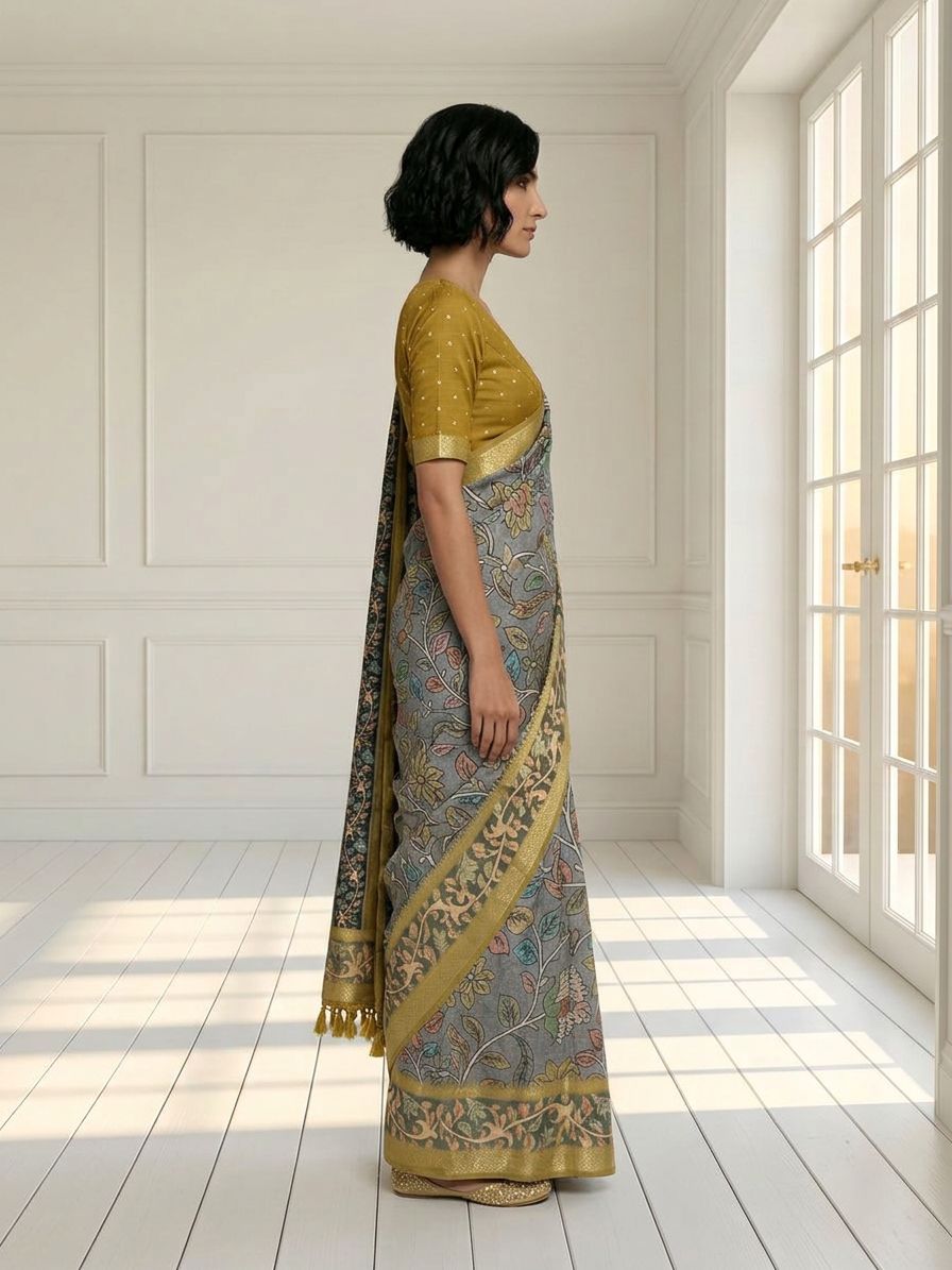 Yellow Vine Saree