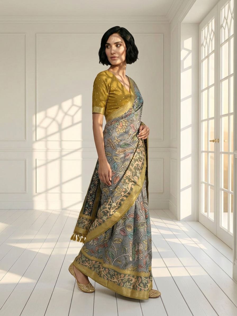 Yellow Vine Saree