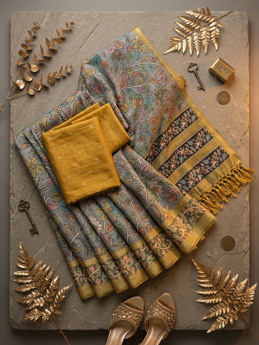 Yellow Vine Saree