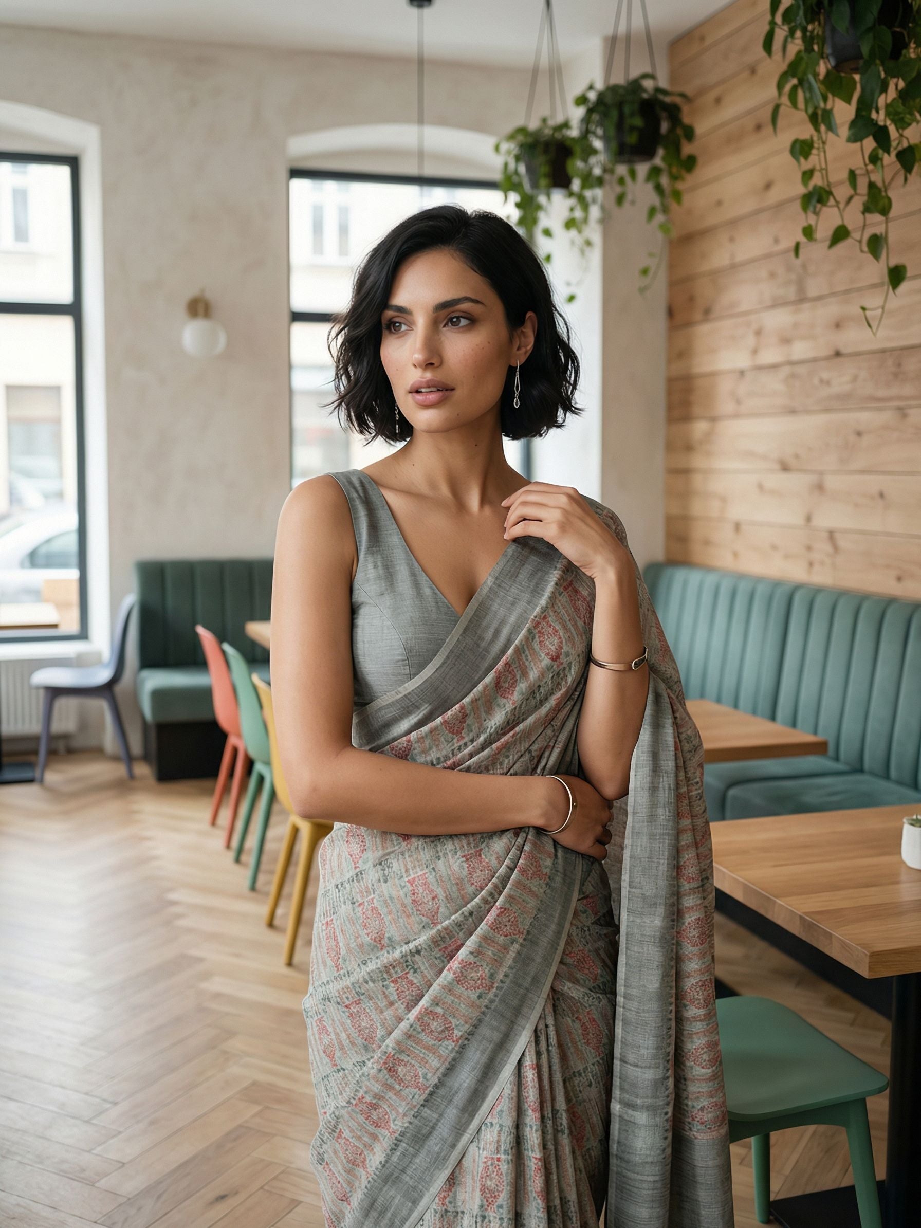 Soft Slate Saree