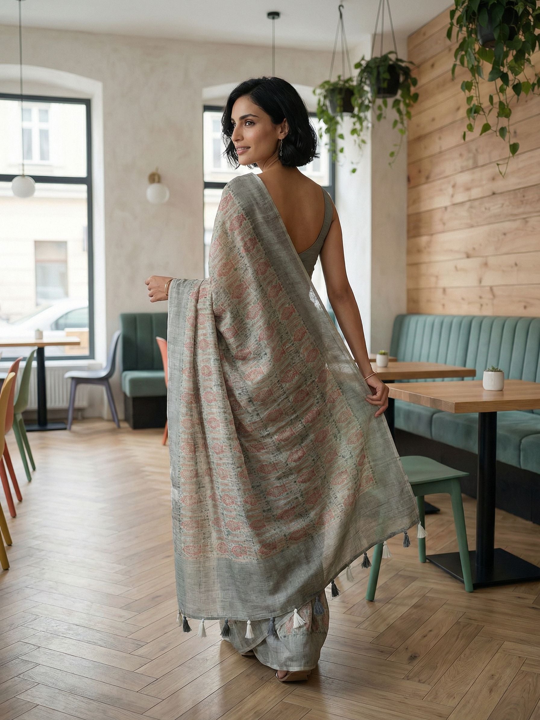 Soft Slate Saree