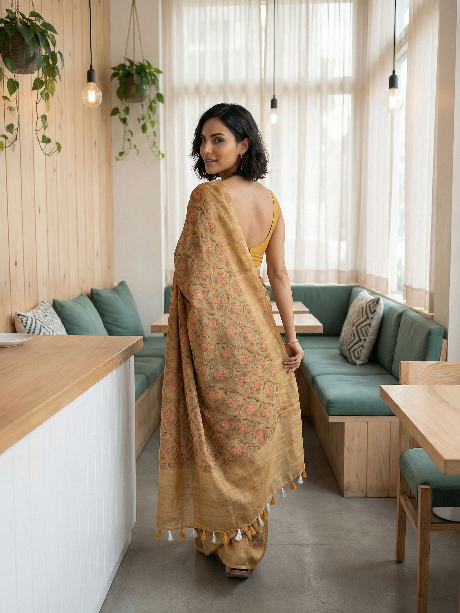 Mustard Floral Saree