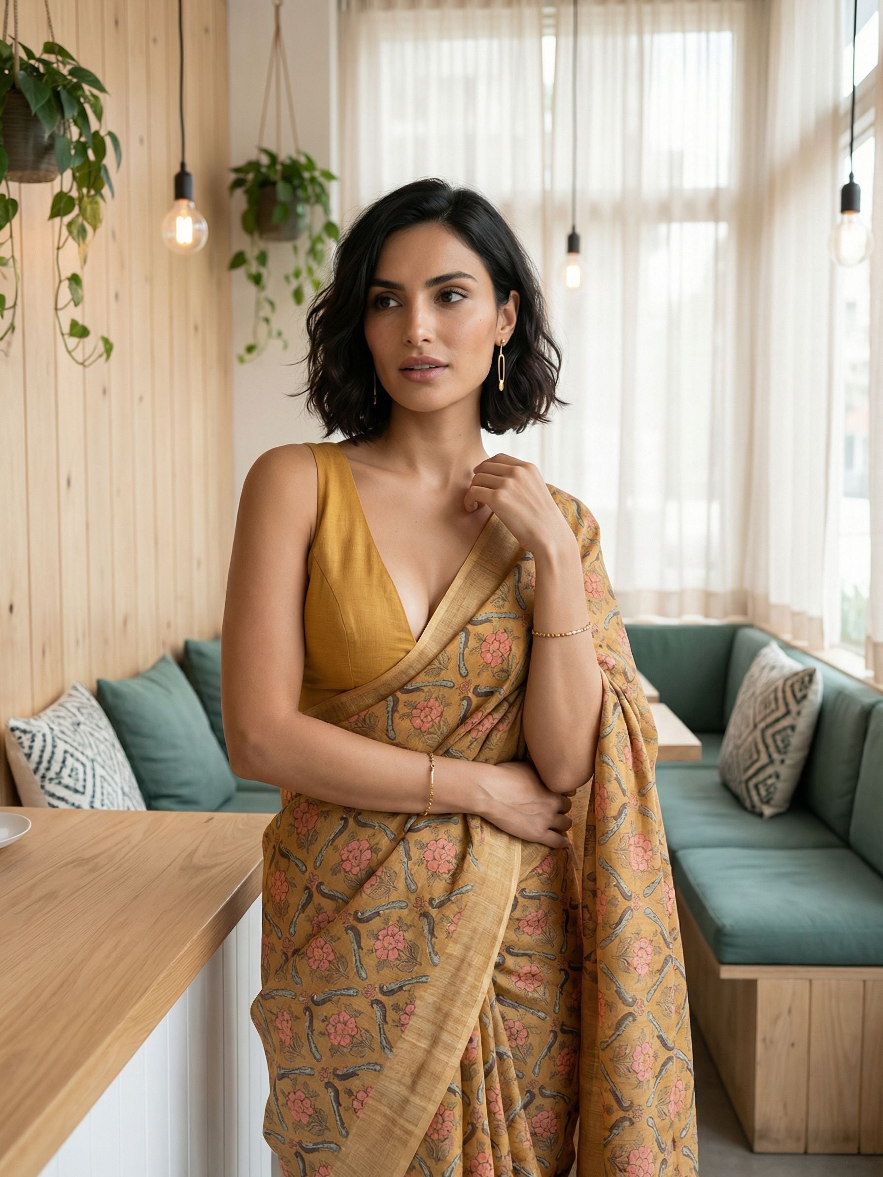 Mustard Floral Saree