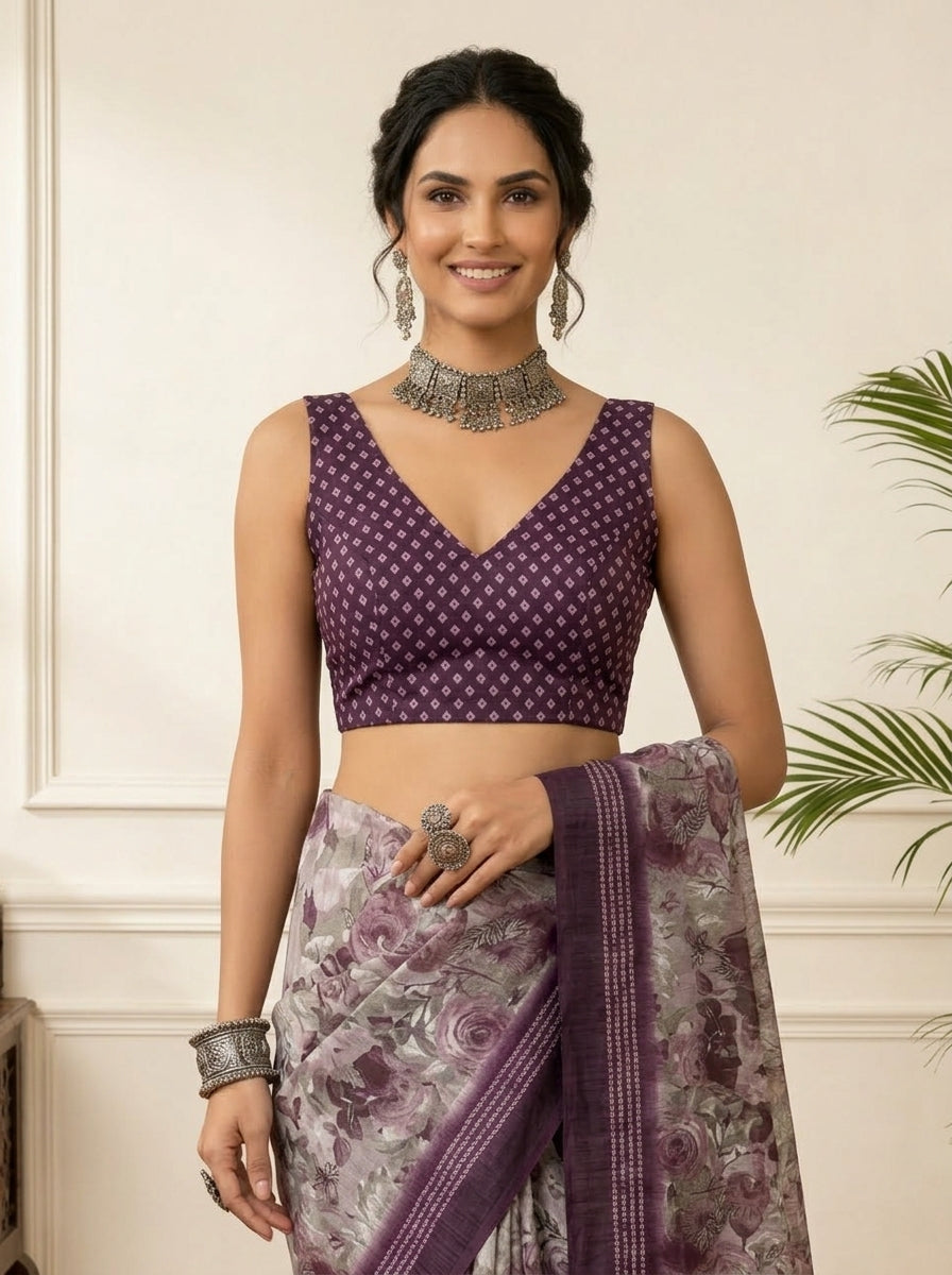 Purple Floral Saree
