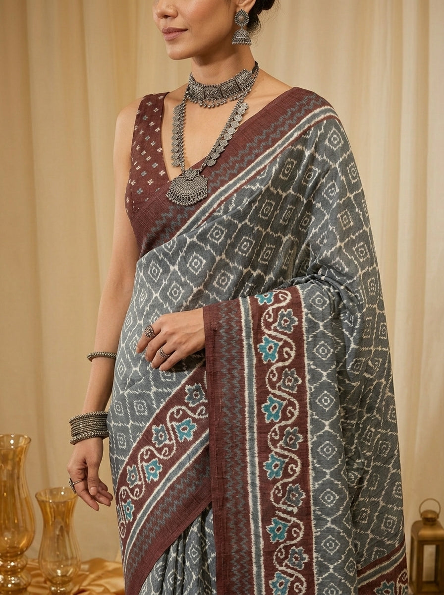 Heritage Grey Saree