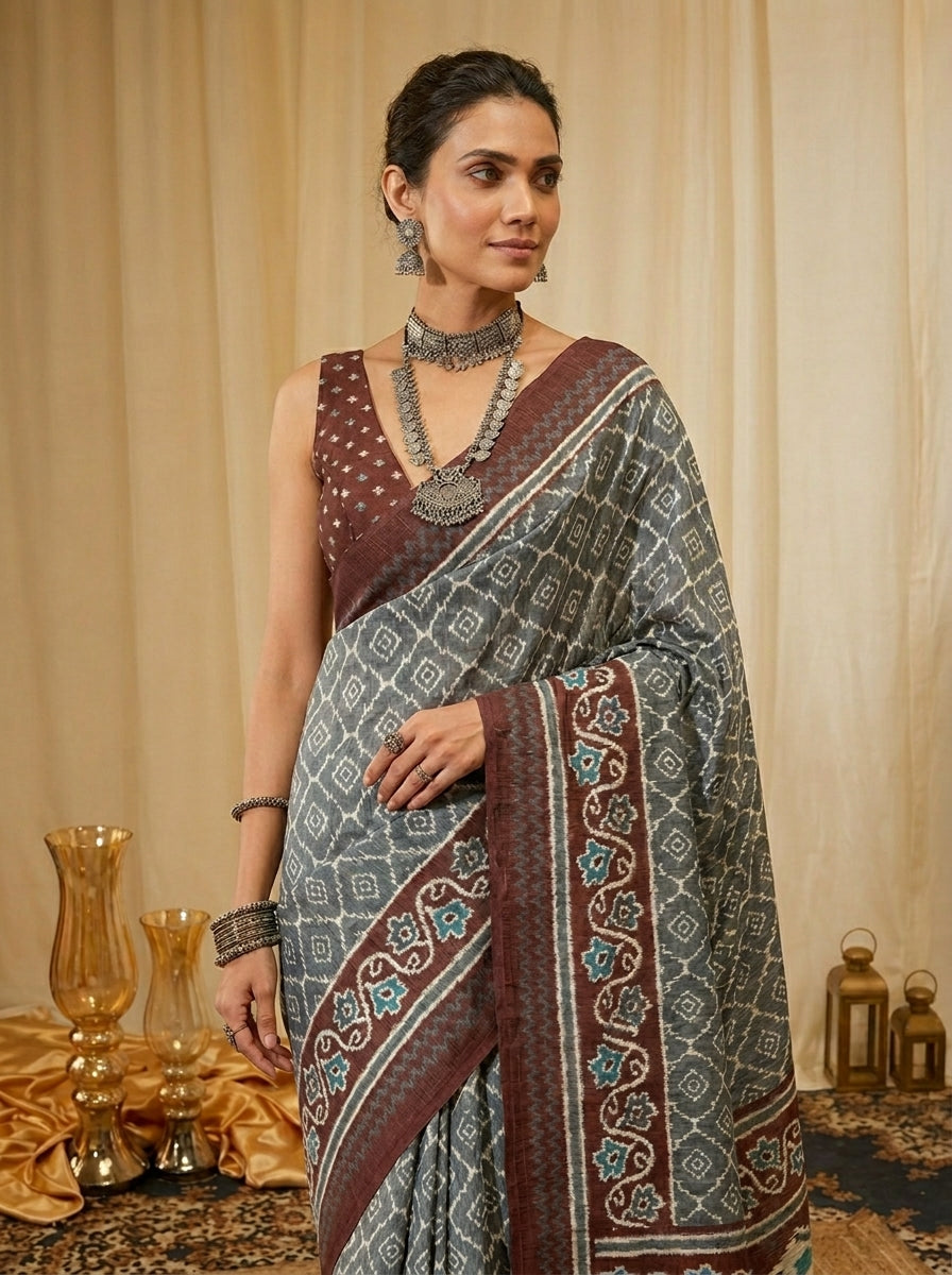 Heritage Grey Saree