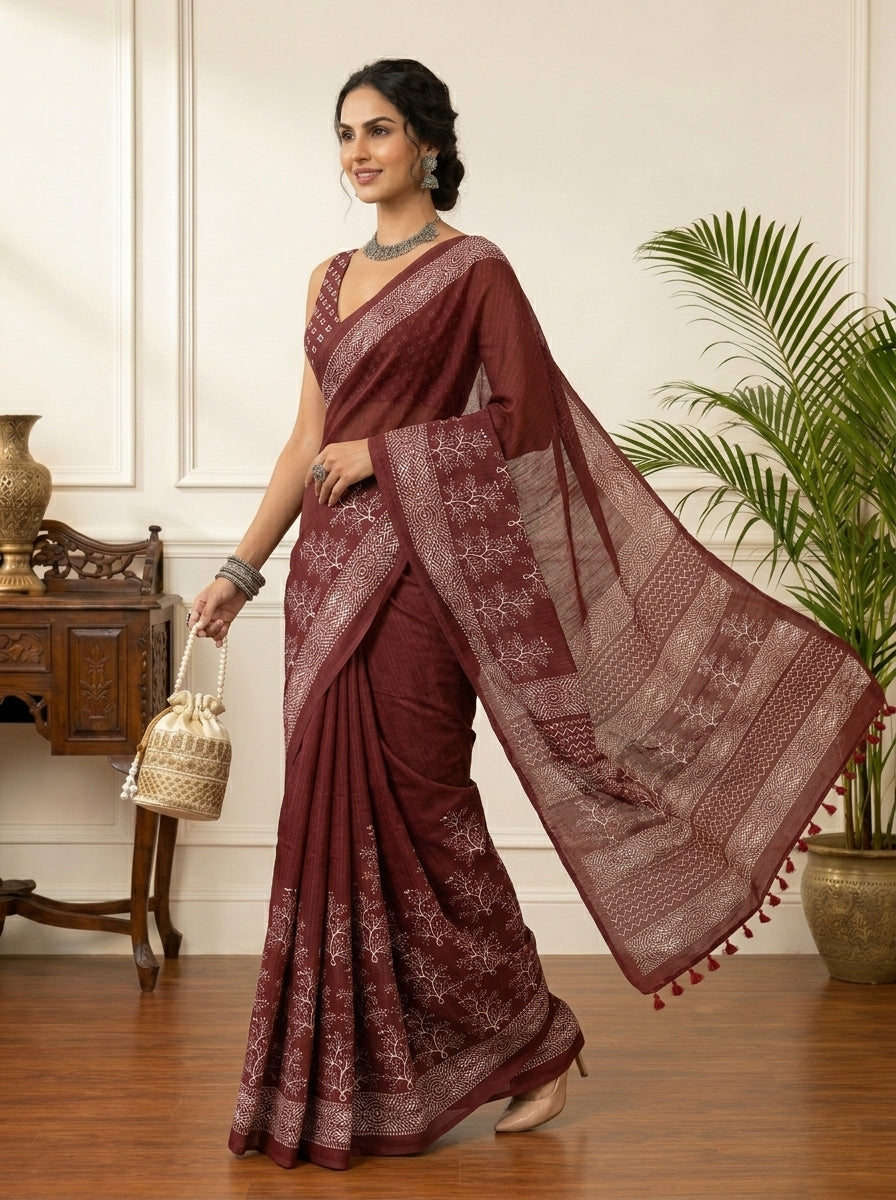 Nyra Maroon Saree