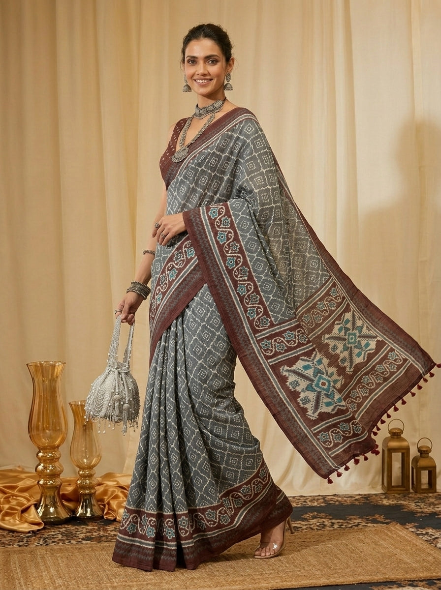 Heritage Grey Saree