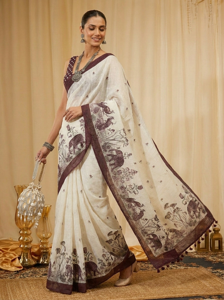 White Elephant Saree