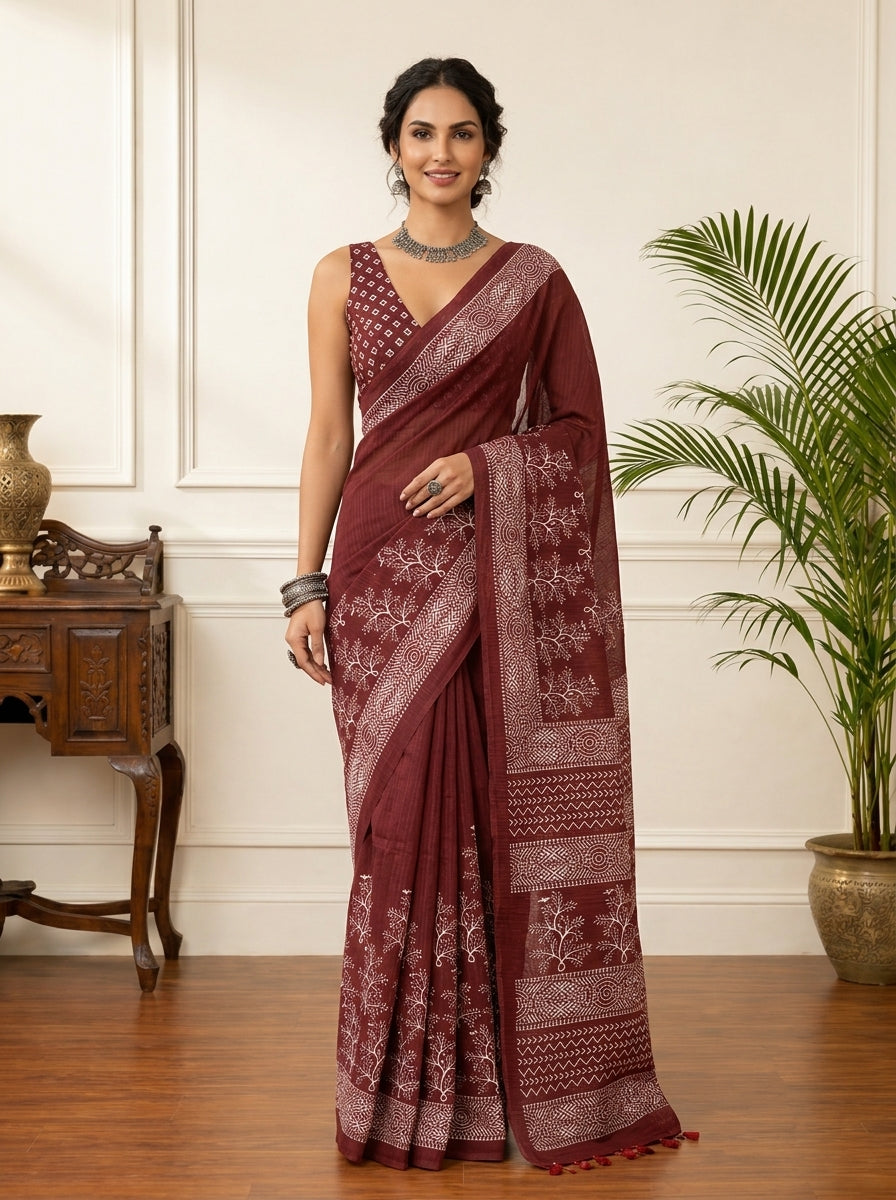 Nyra Maroon Saree