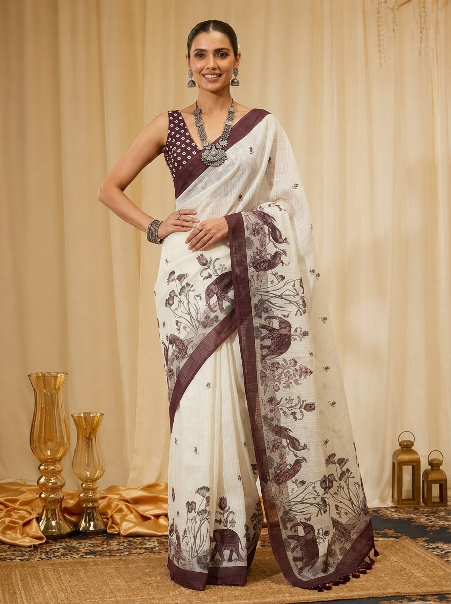 White Elephant Saree