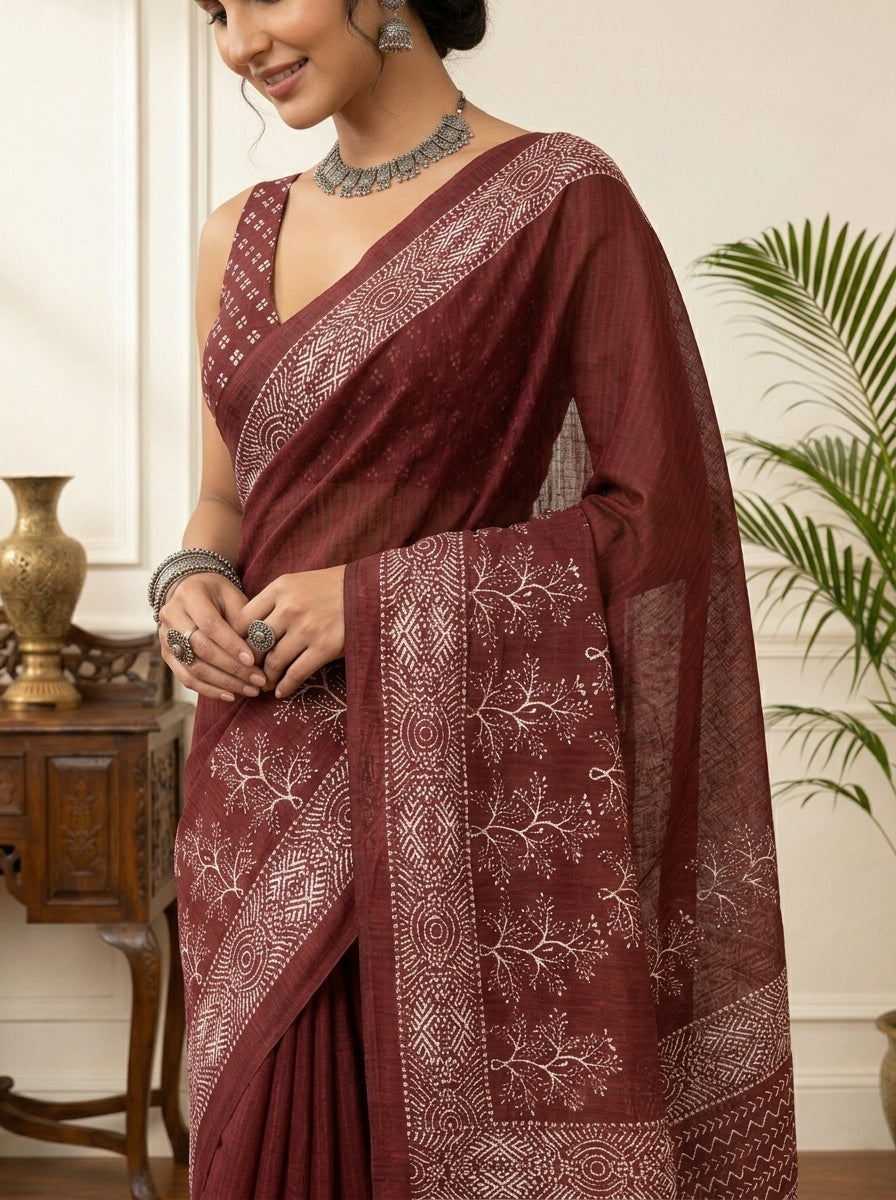 Nyra Maroon Saree