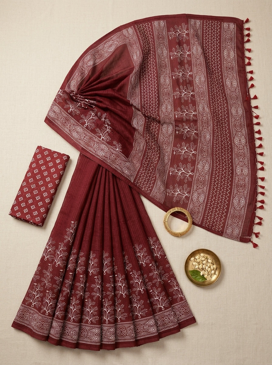 Nyra Maroon Saree