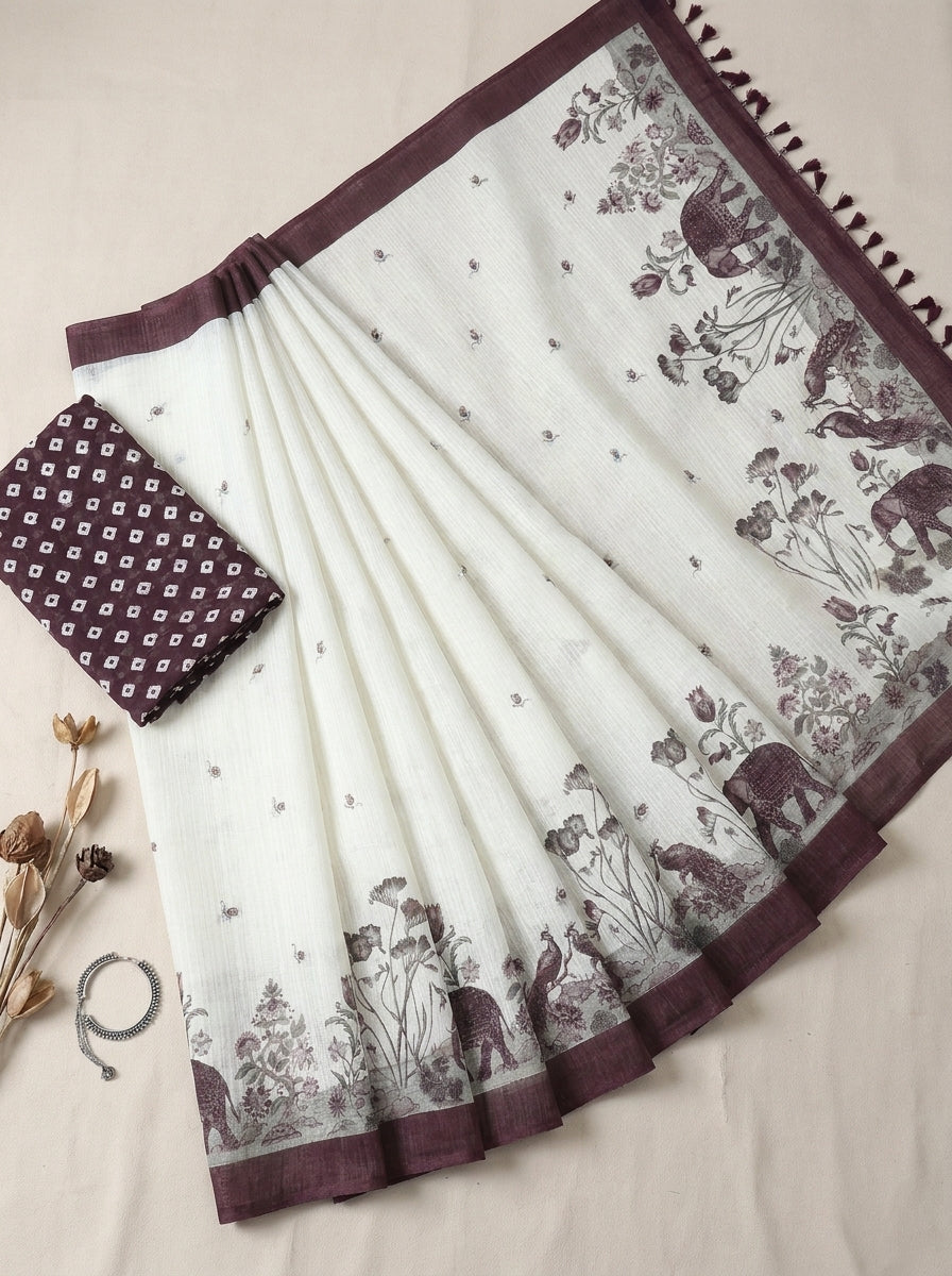 White Elephant Saree