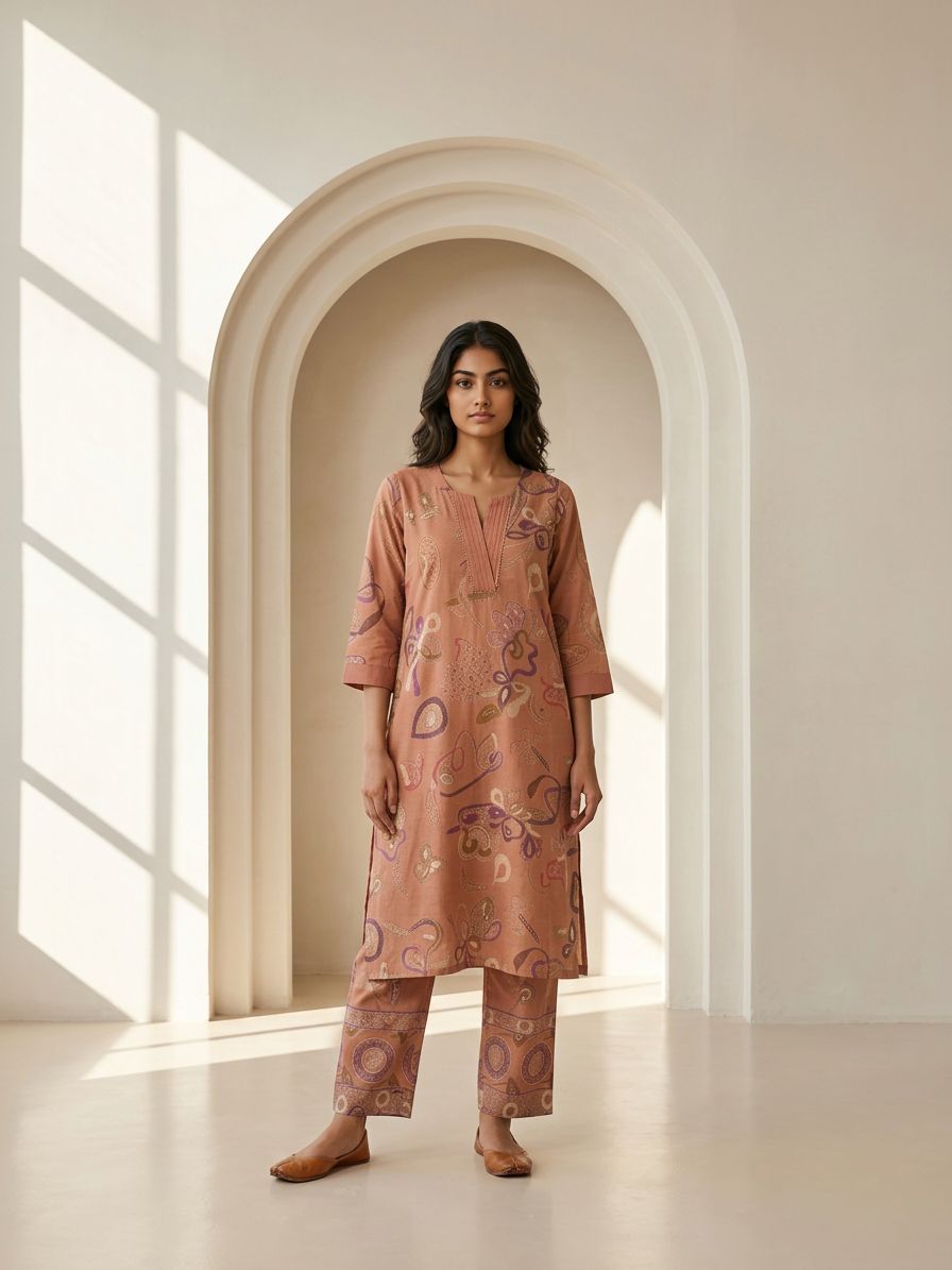 Peach Canvas Suit Set