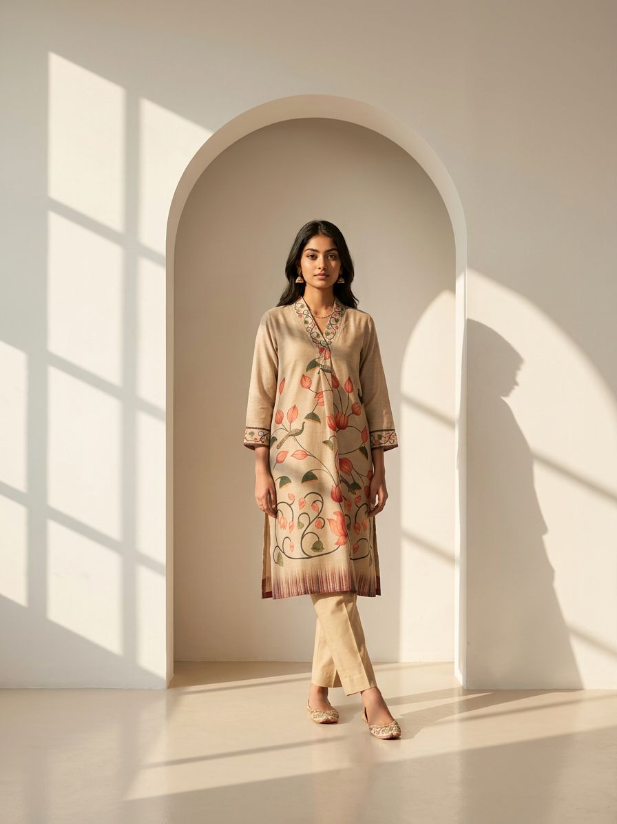 Beige Blossom Suit Set