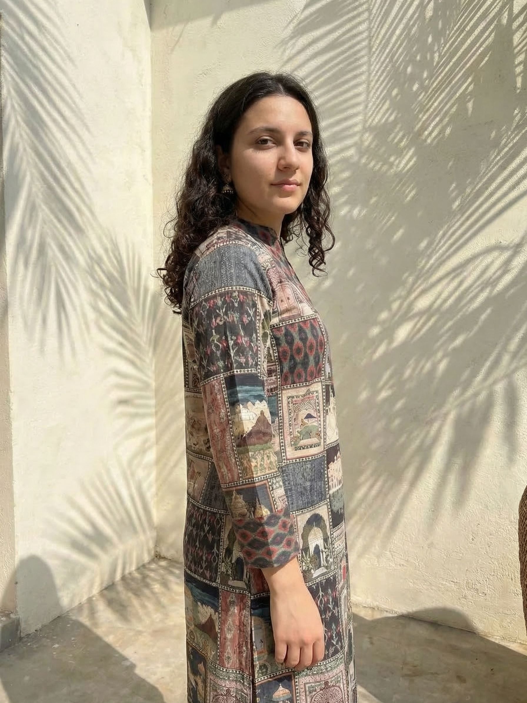 Women floral printed soft silk kurta with trousers
