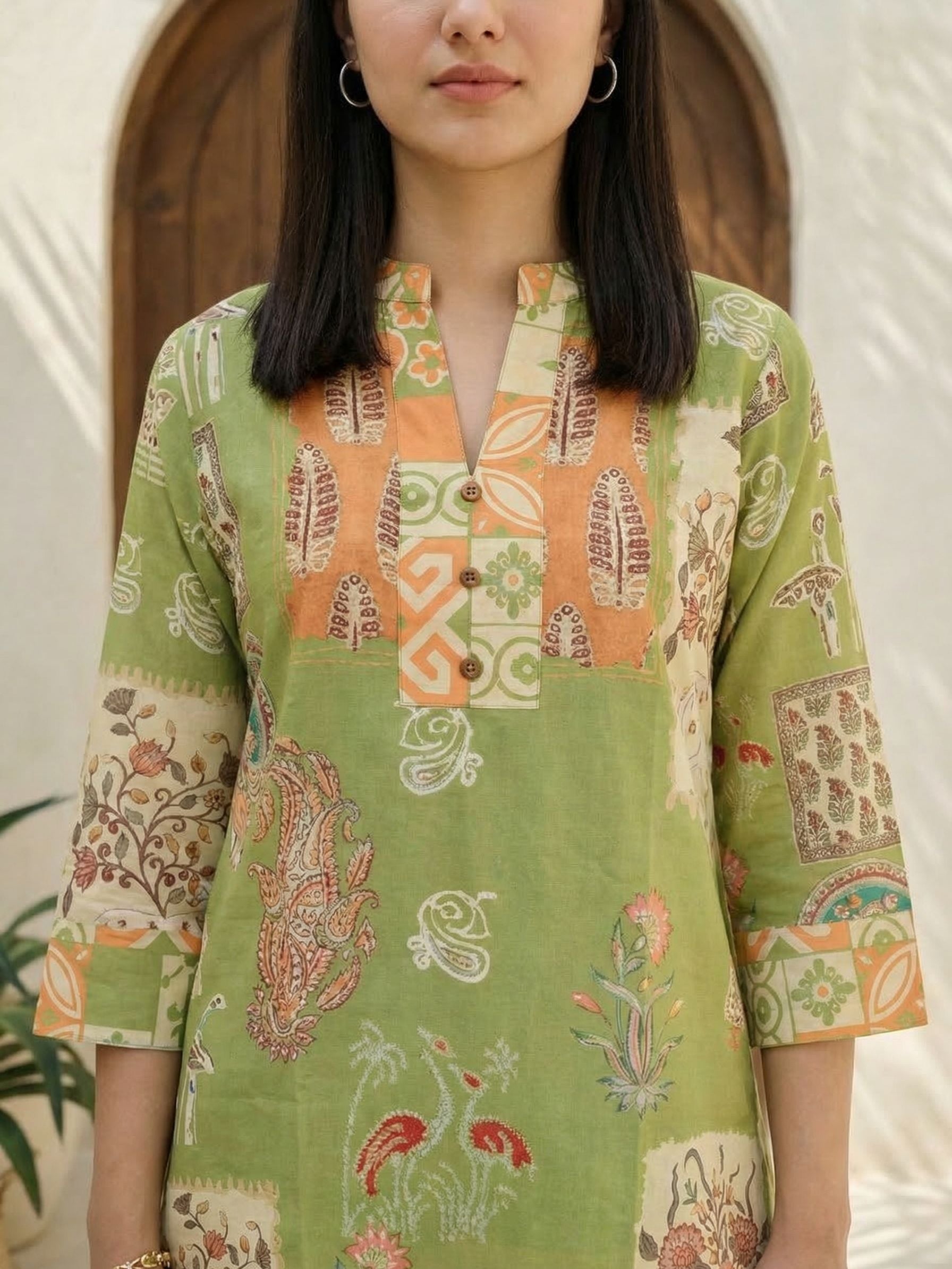 Women floral printed soft silk kurta with trousers