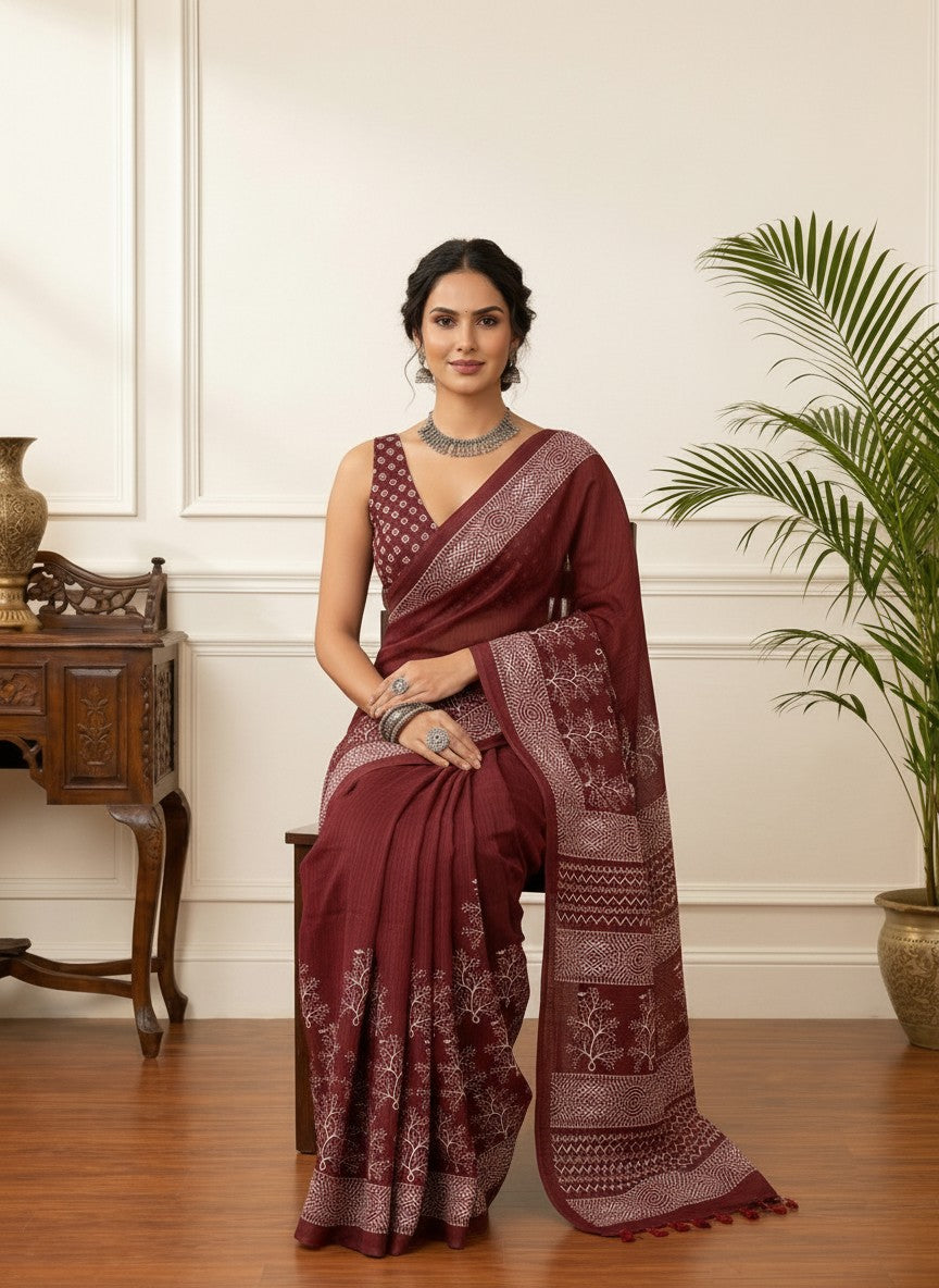 Nyra Maroon Saree