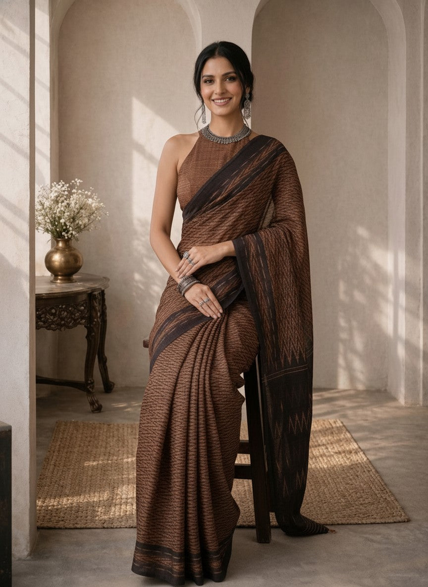 Rahi Brown Saree