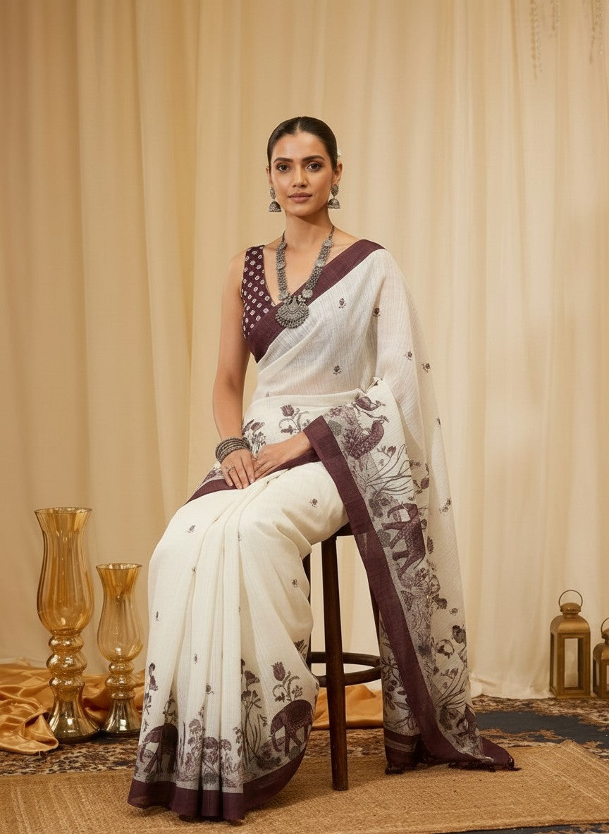 White Elephant Saree