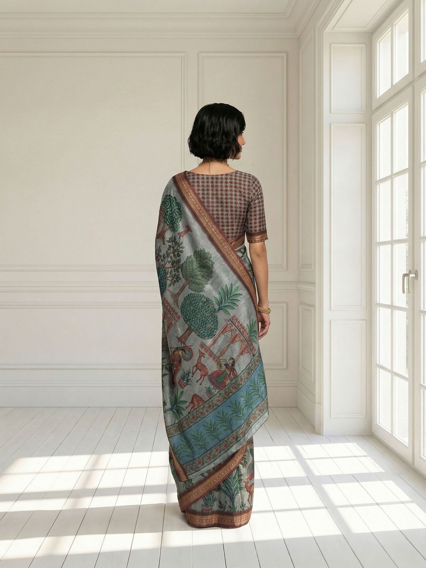 Tree Grey Saree
