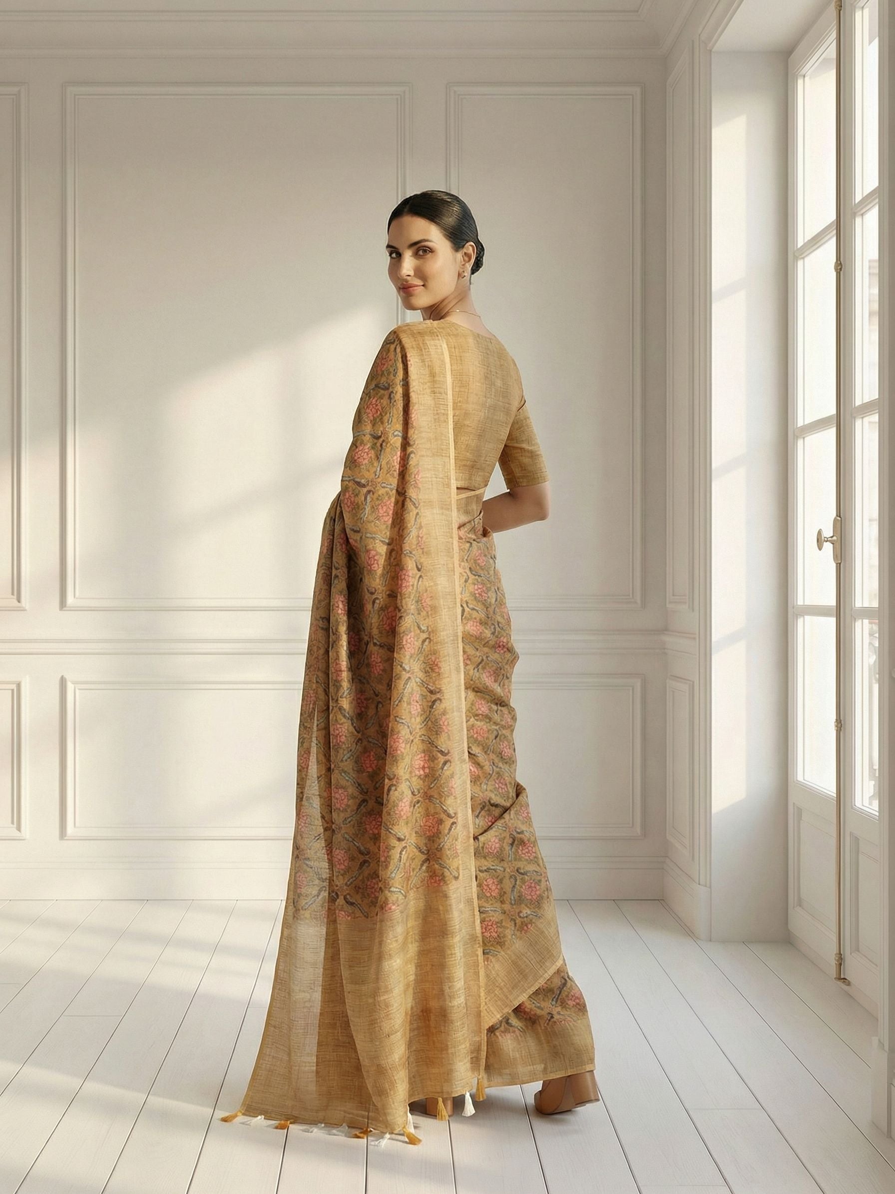 Mustard Floral Saree