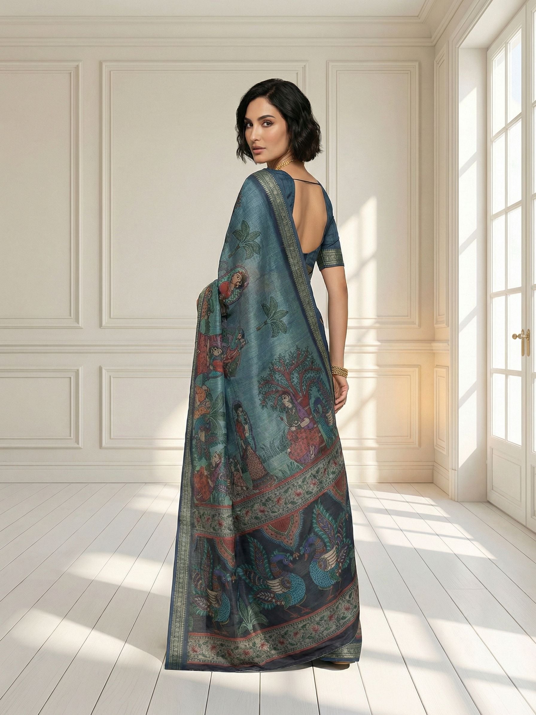 Peacock Blue Saree