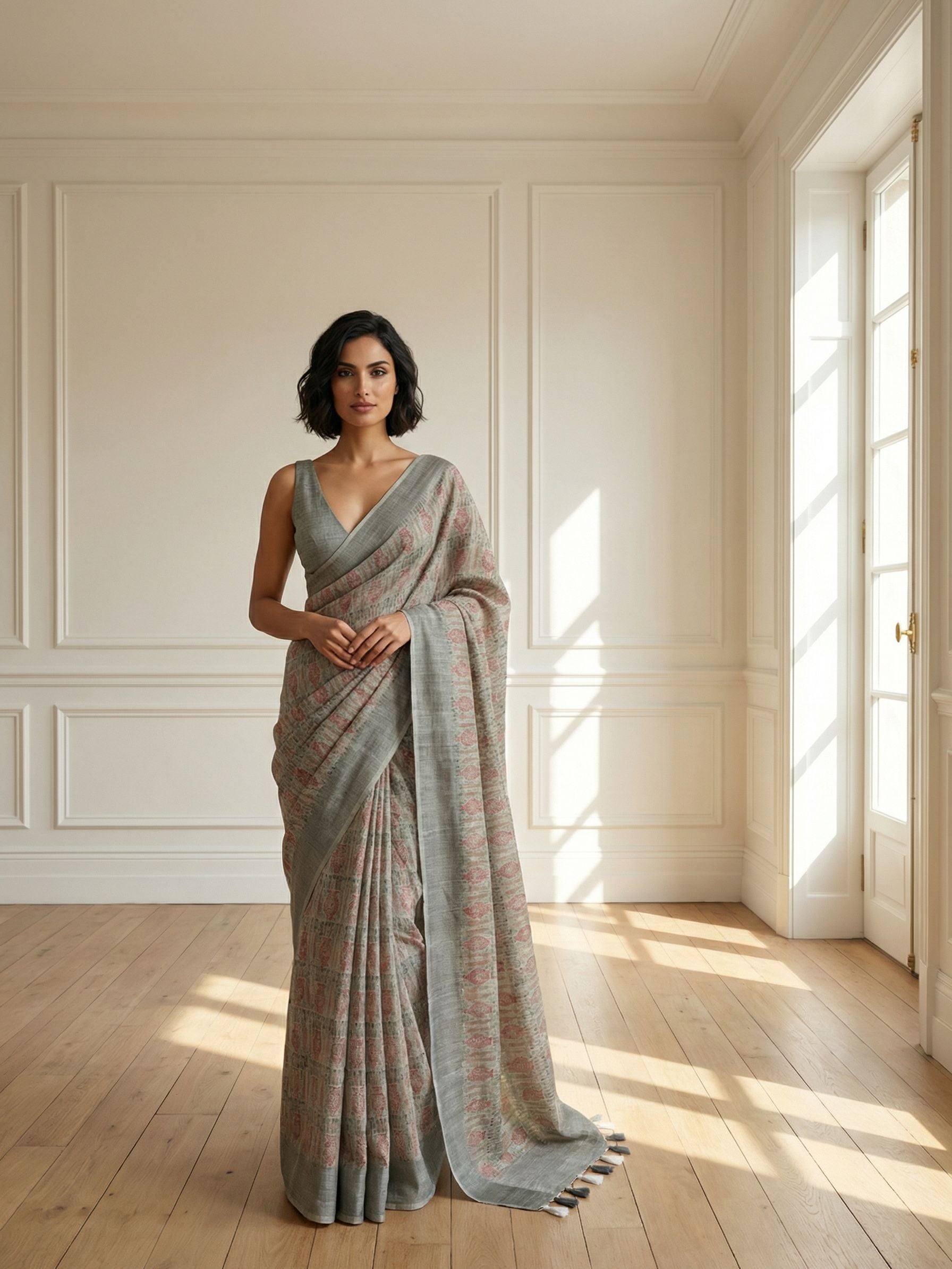 Soft Slate Saree