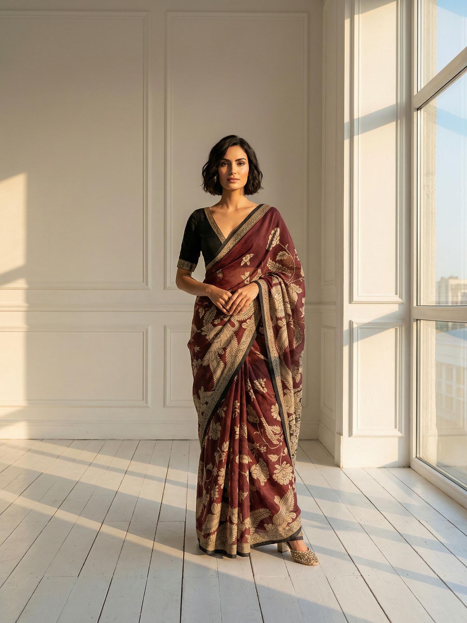 Peacock Floral Saree
