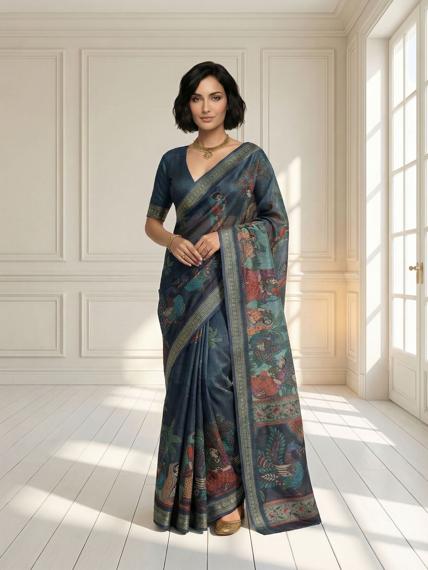Peacock Blue Saree