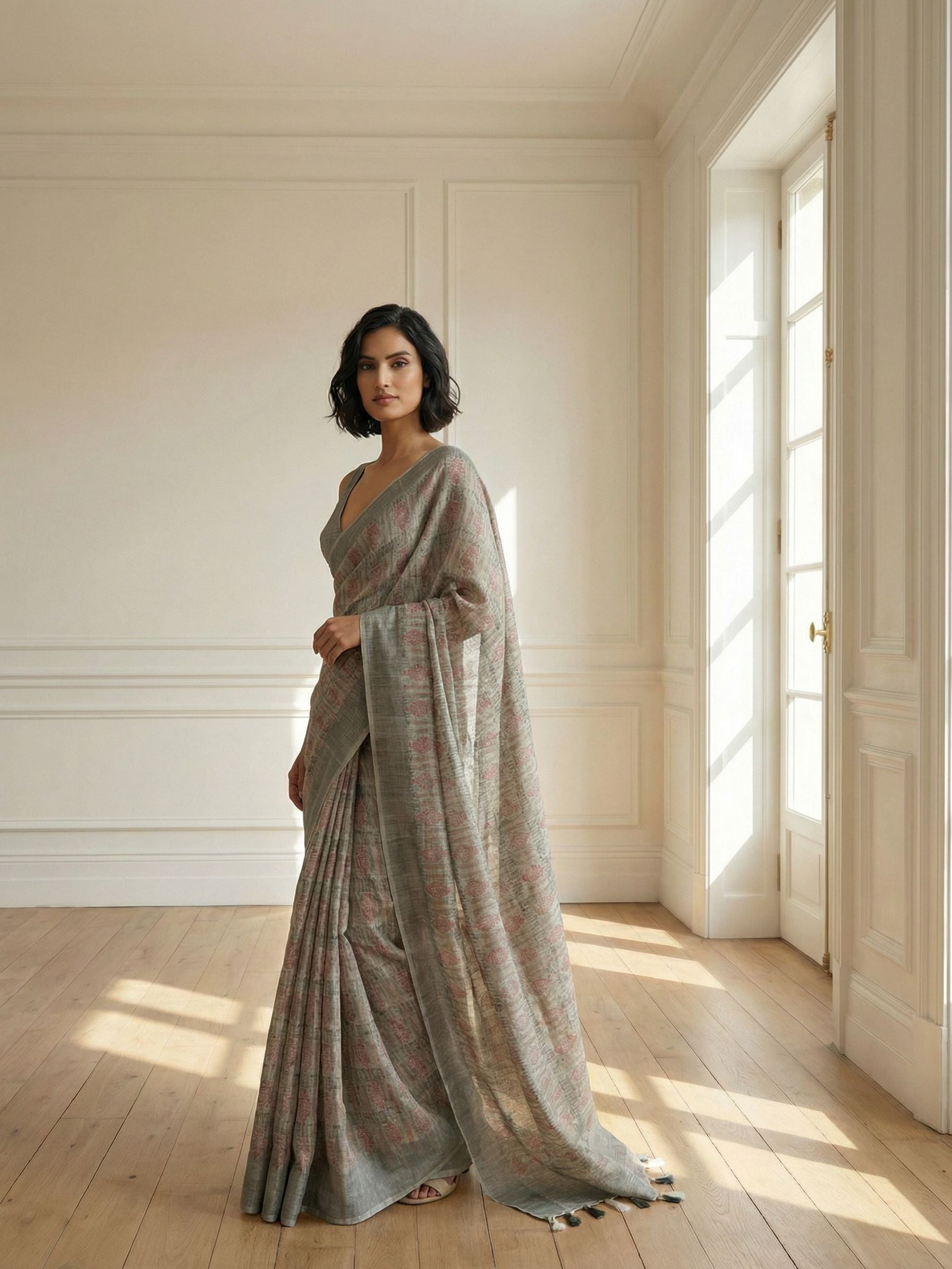 Soft Slate Saree