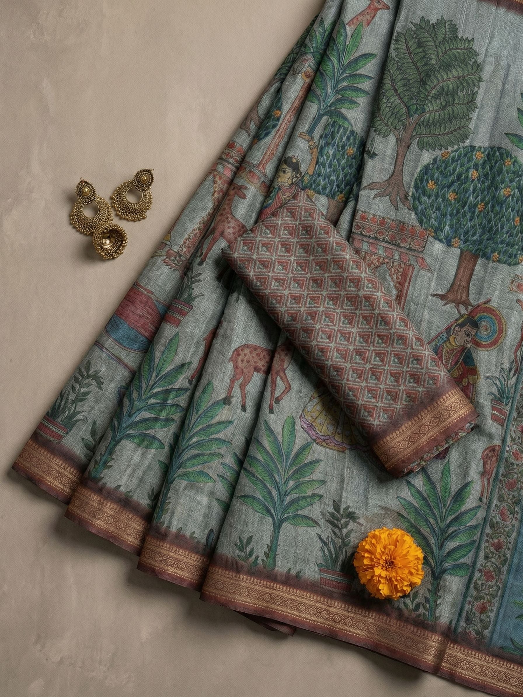 Tree Grey Saree