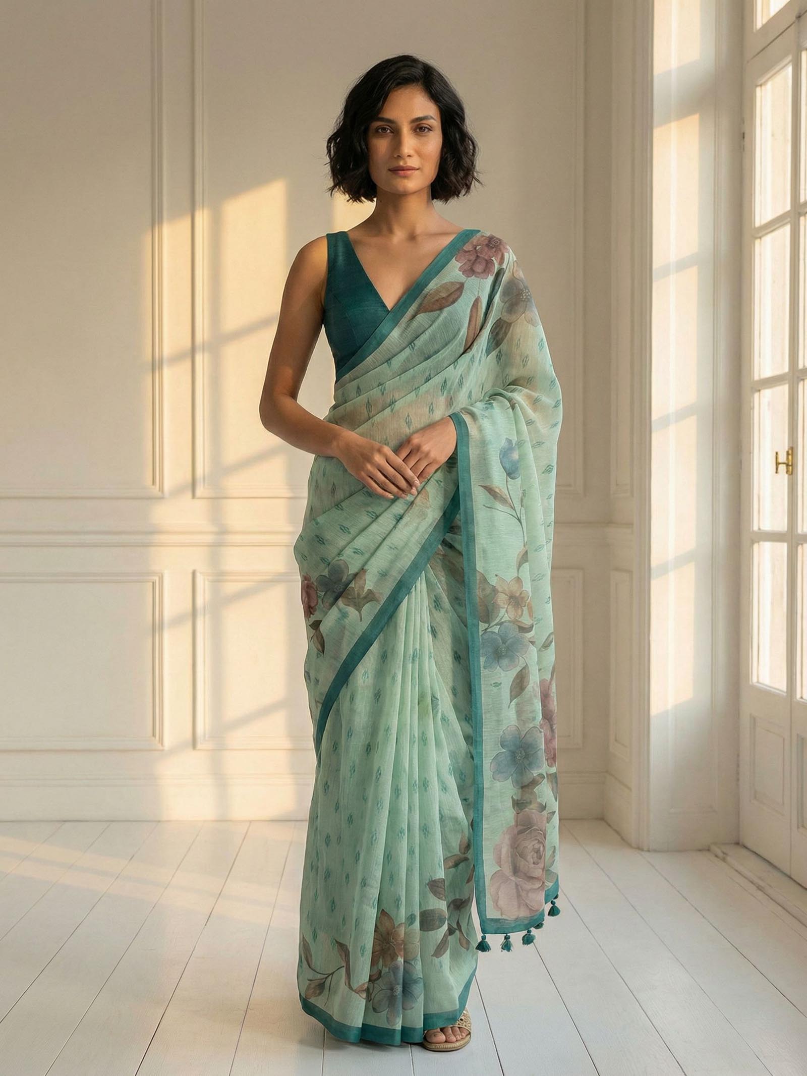 Green Floral Saree
