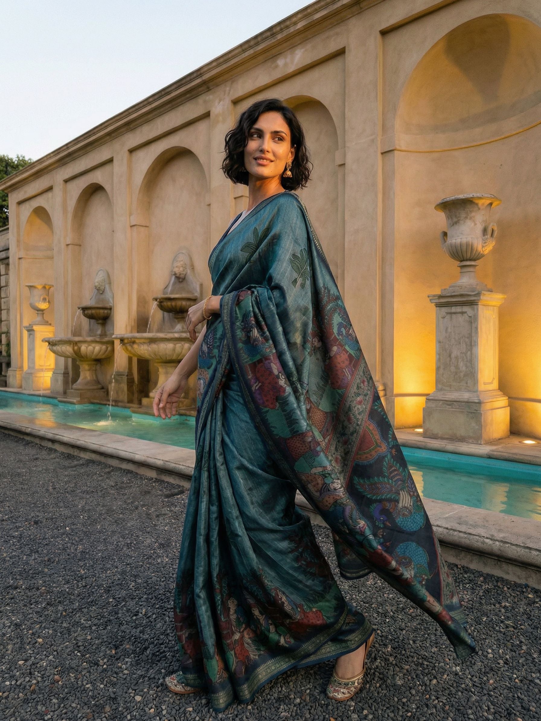 Peacock Blue Saree