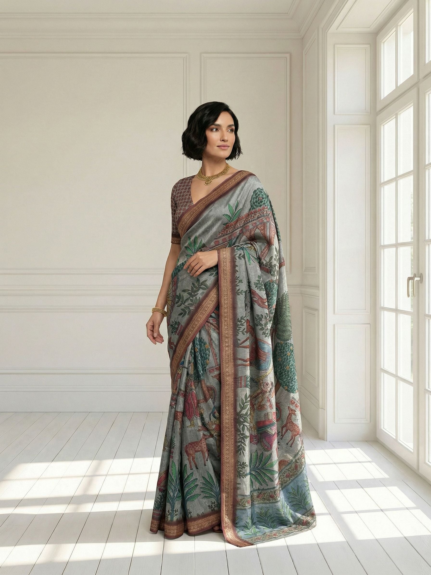 Tree Grey Saree