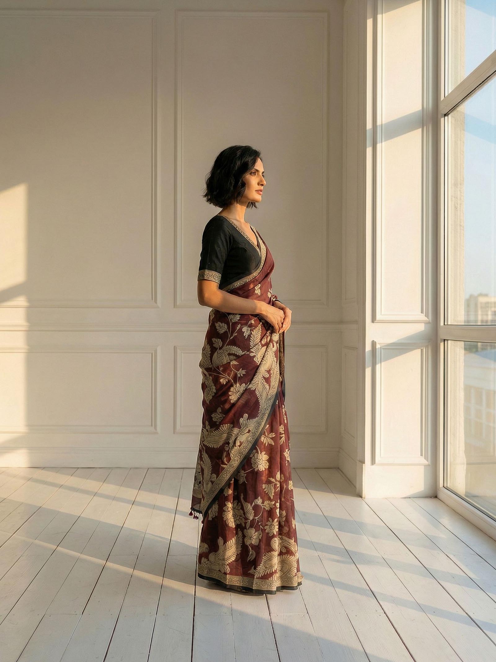 Peacock Floral Saree