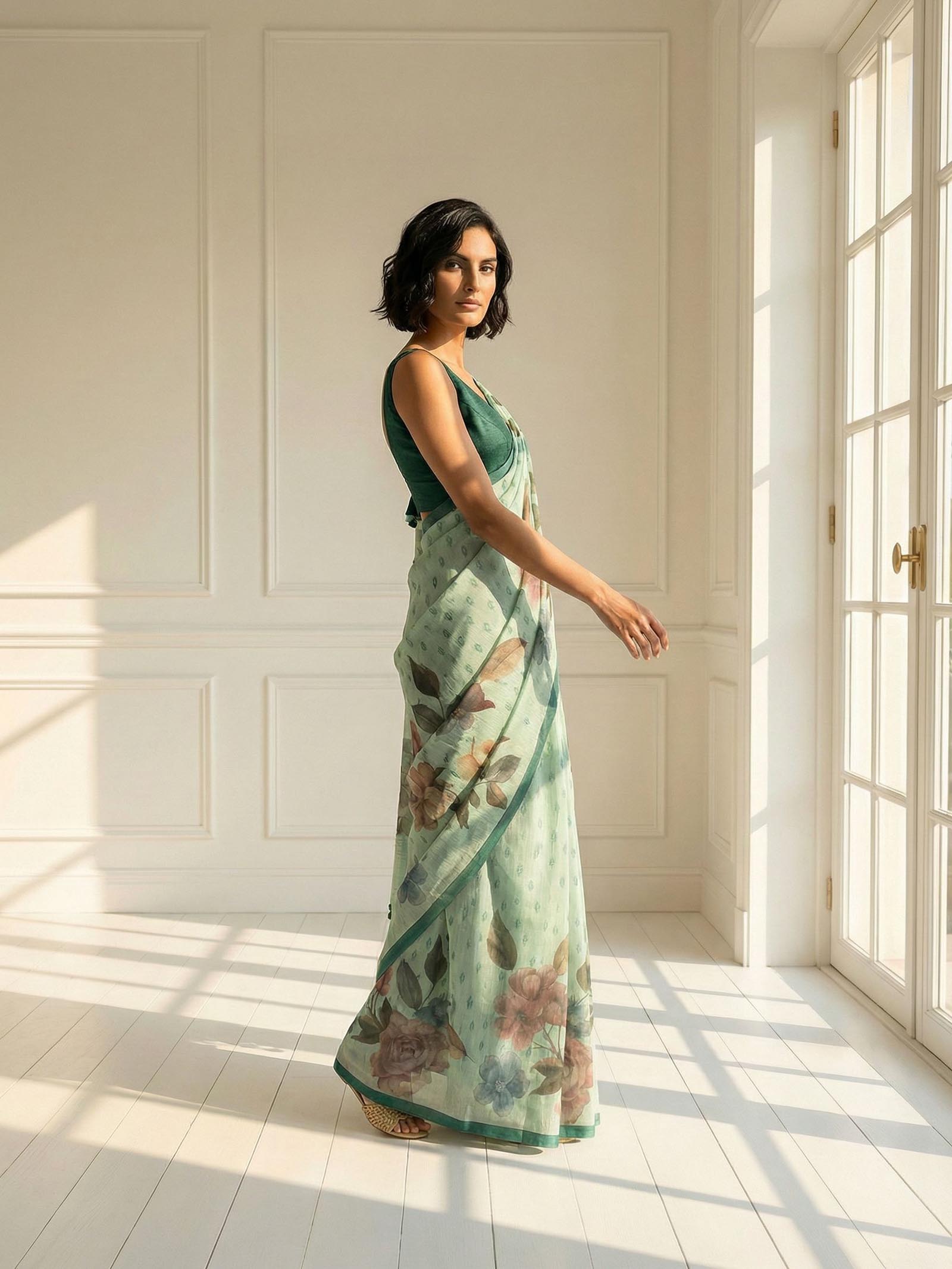 Green Floral Saree