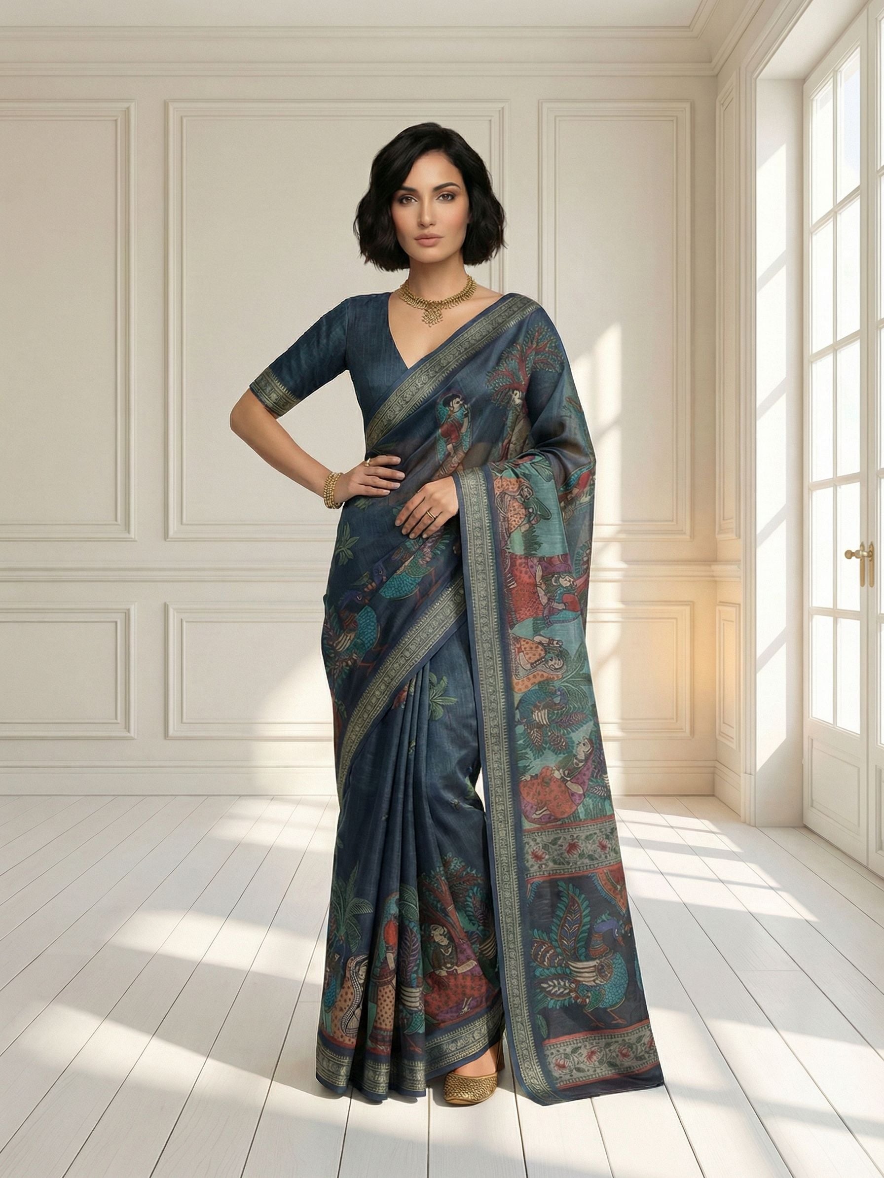 Peacock Blue Saree
