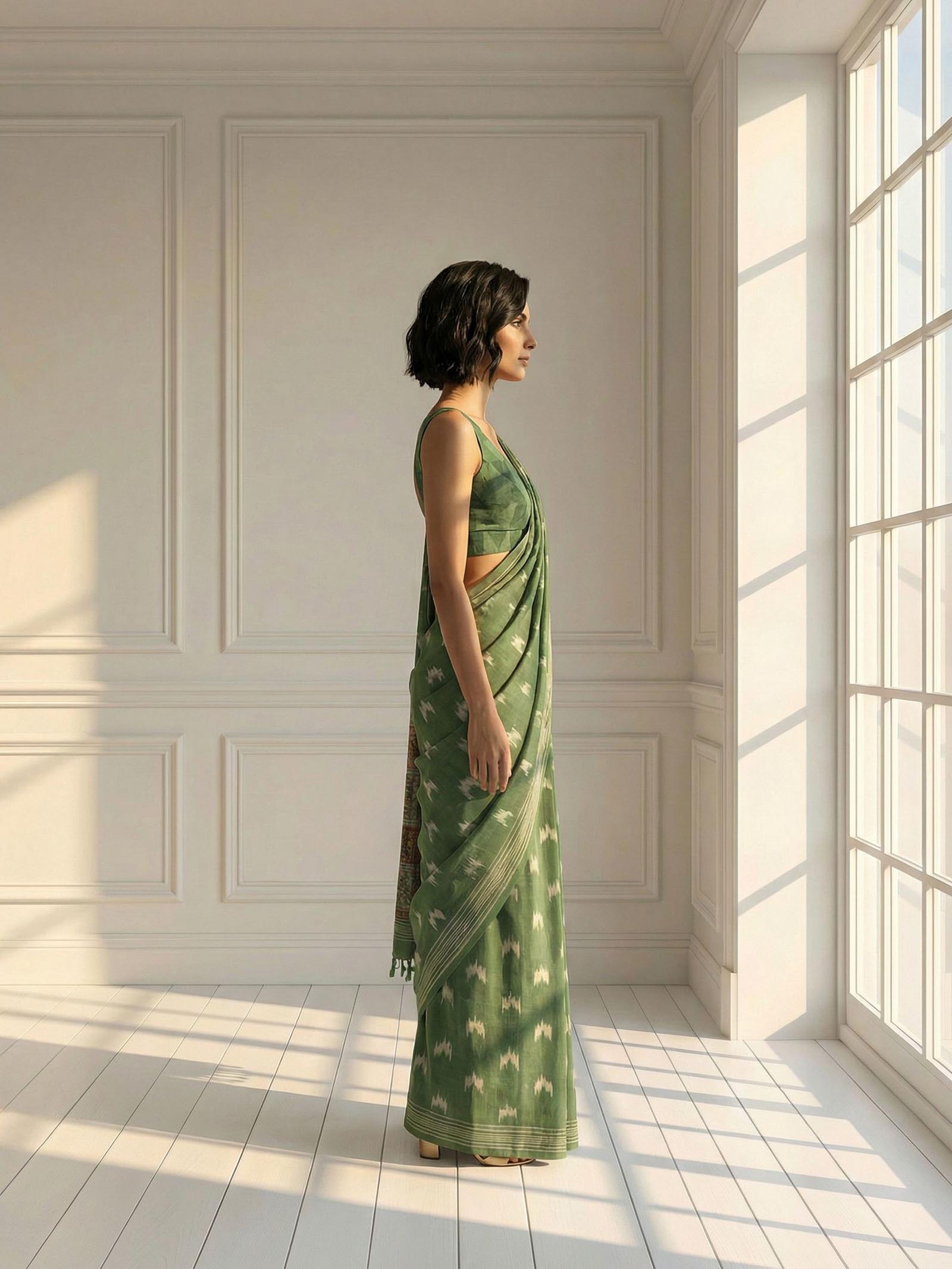 Green Ikkat Saree