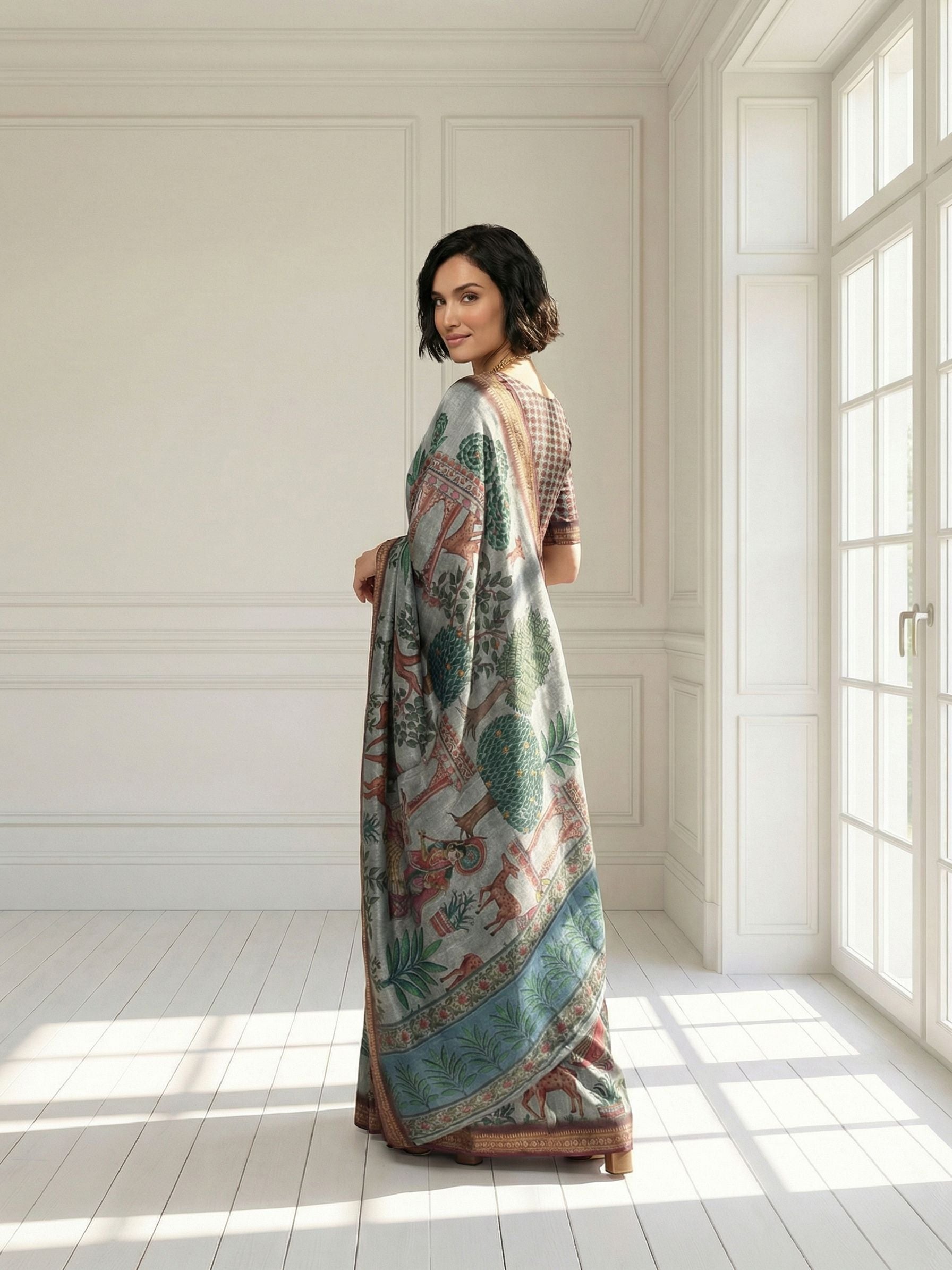 Tree Grey Saree