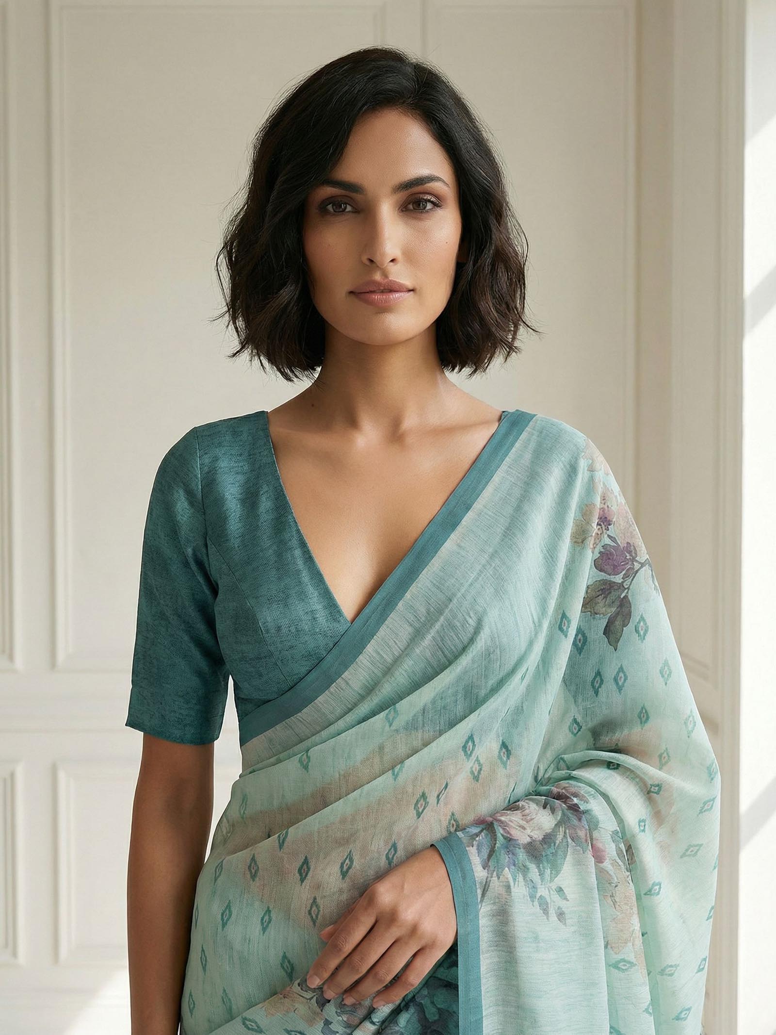 Marigold Blue Saree