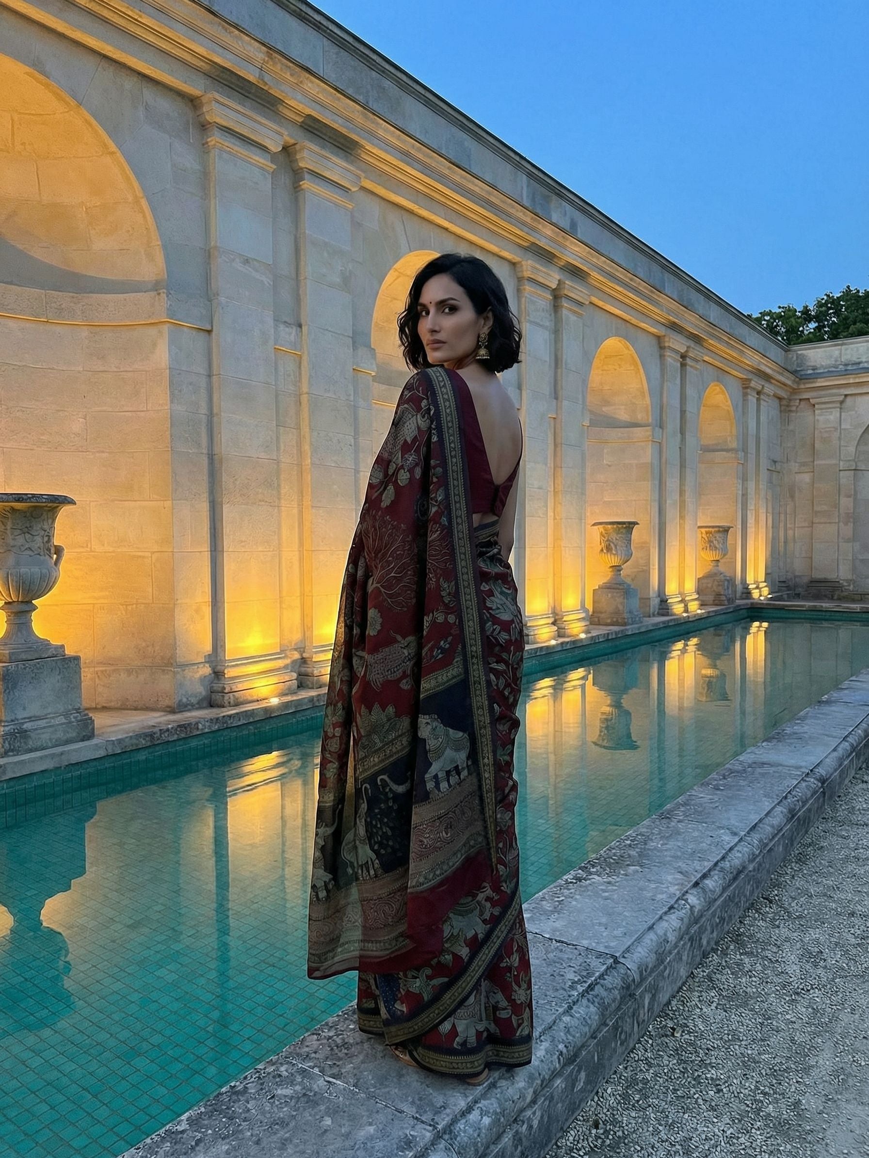 Maroon Elephant Saree