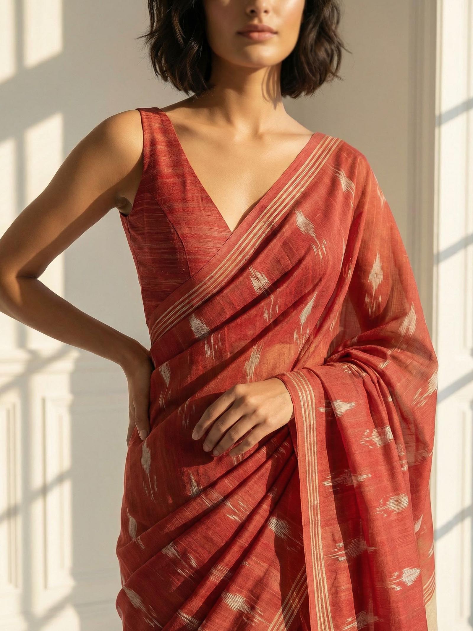 Red Ikkat Saree